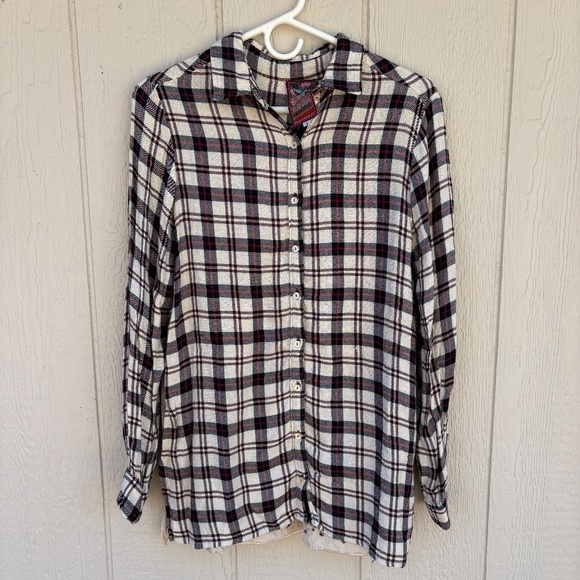 Johnny Was 3J Workshop Button Up Shirt Womens S Plaid Silk Floral Embroidered - Picture 1 of 8